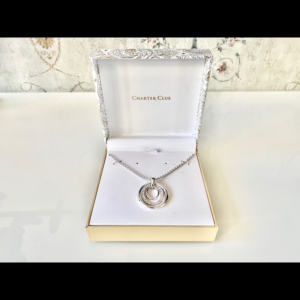 Pavé Pendant Necklace Charter Club